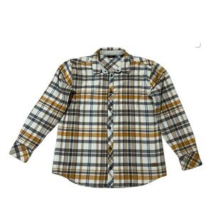 Outpost Makers- Buckle-  Brown and Gold Casual Button Down Flannel Shaket